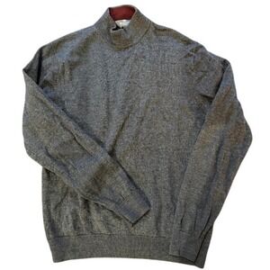 Genesis Mock Neck Extra Fine Merino Wool Minimalist Women M Gray Dark Academia